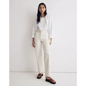 MADEWELL The Perfect Vintage Wide Leg Crop Jean 33P Pockets Tile White A2